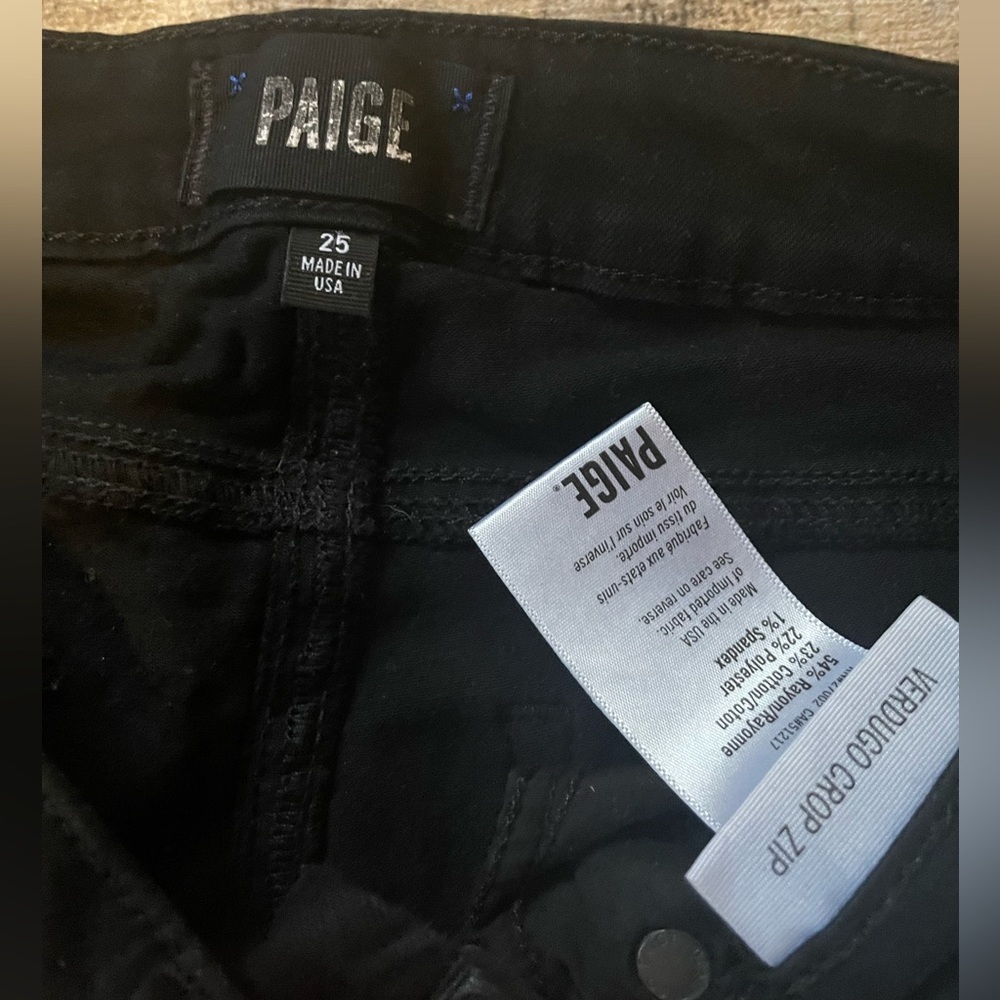 Paige denim black zip ankle jean